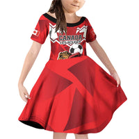 Custom Canada Football Family Matching Off Shoulder Short Dress and Hawaiian Shirt Beavers Mascot - Wonder Print Shop