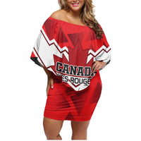 Custom Canada Football Family Matching Off Shoulder Short Dress and Hawaiian Shirt Beavers Mascot - Wonder Print Shop