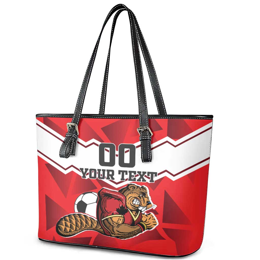 Custom Canada Football Leather Tote Bag Beavers Mascot - Wonder Print Shop