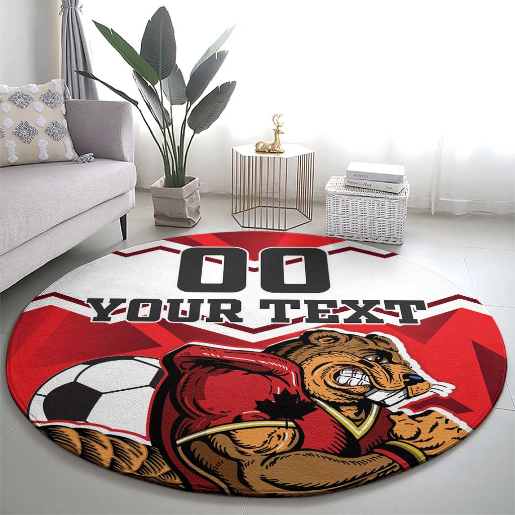 Custom Canada Football Round Carpet Beavers Mascot