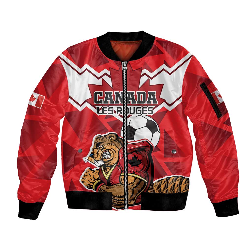 Custom Canada Football Sleeve Zip Bomber Jacket Beavers Mascot - Wonder Print Shop