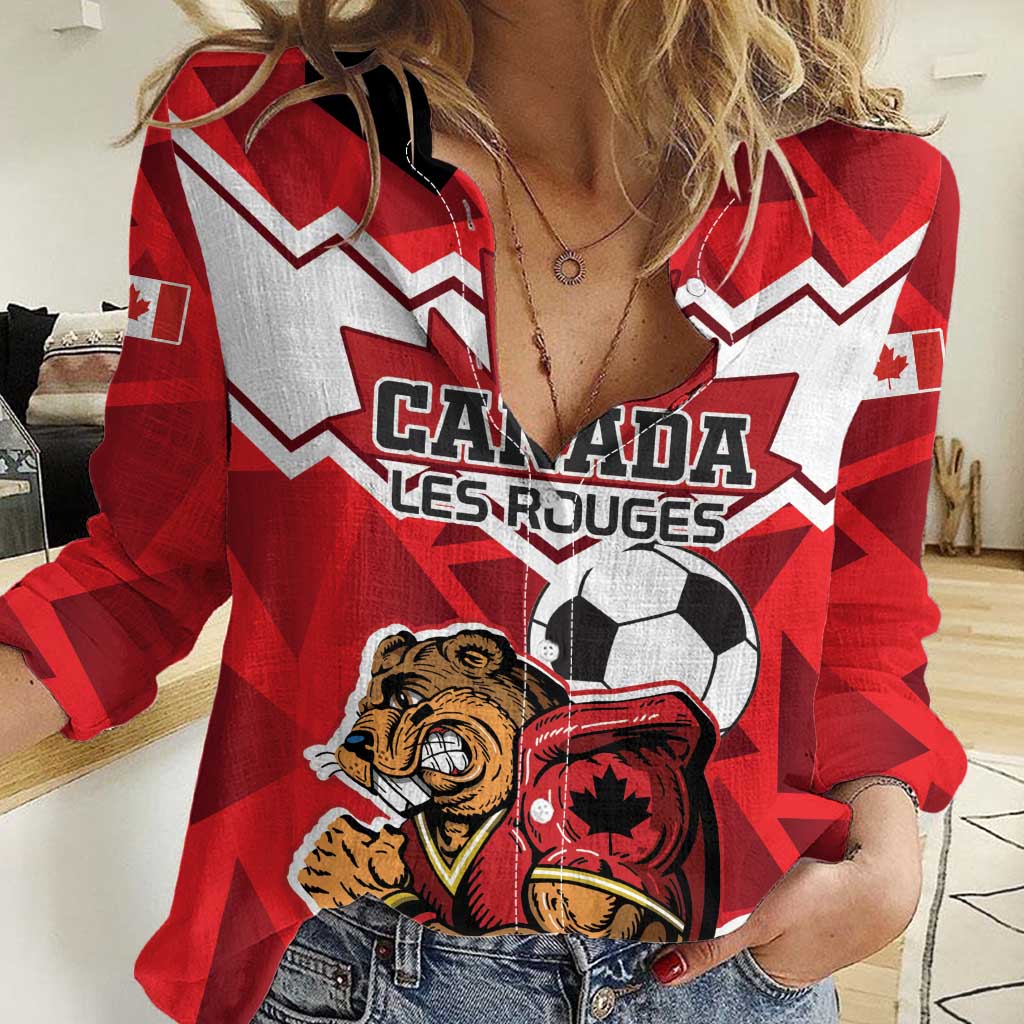 Custom Canada Football Women Casual Shirt Beavers Mascot - Wonder Print Shop