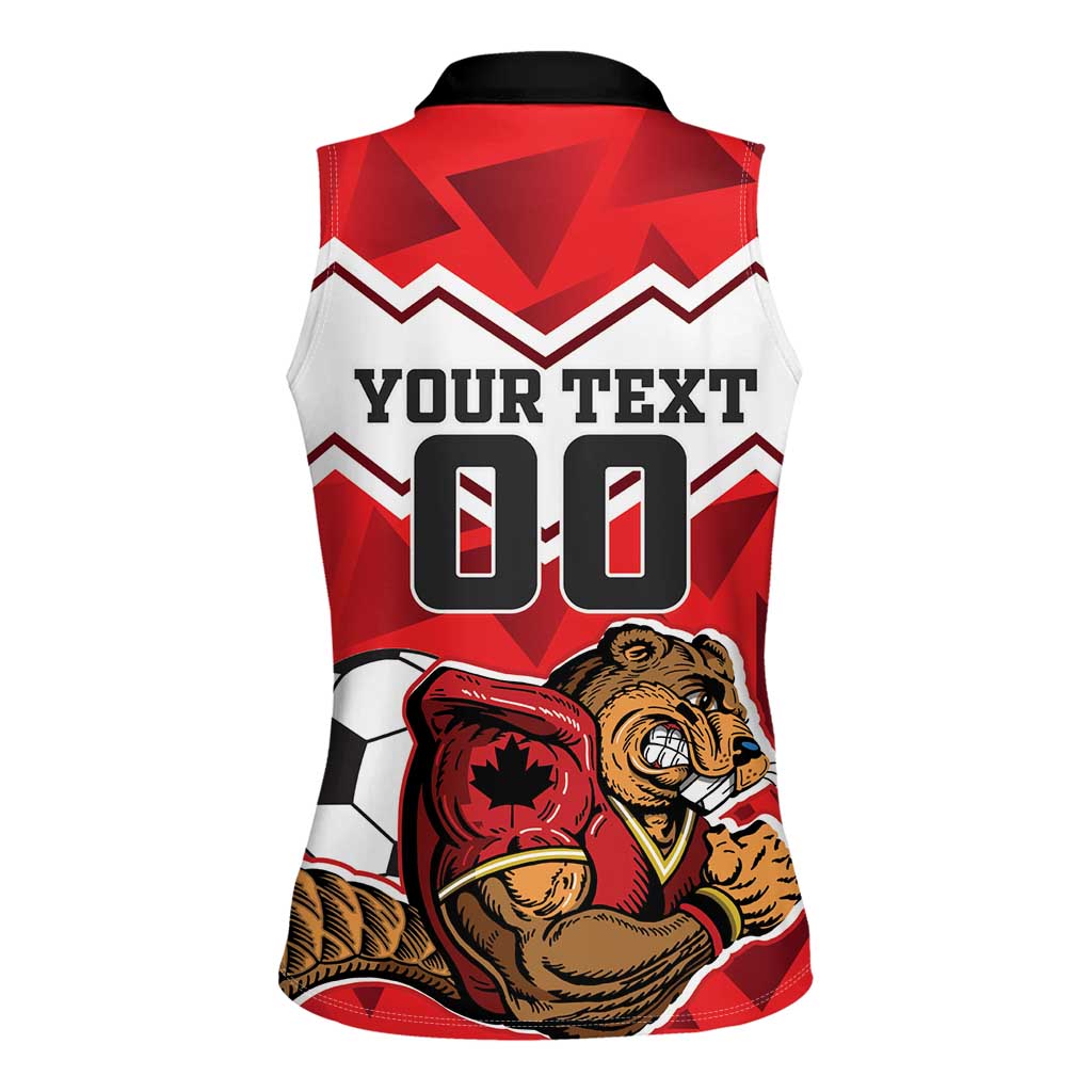 Custom Canada Football Women Sleeveless Polo Shirt Beavers Mascot - Wonder Print Shop