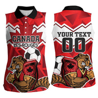 Custom Canada Football Women Sleeveless Polo Shirt Beavers Mascot - Wonder Print Shop