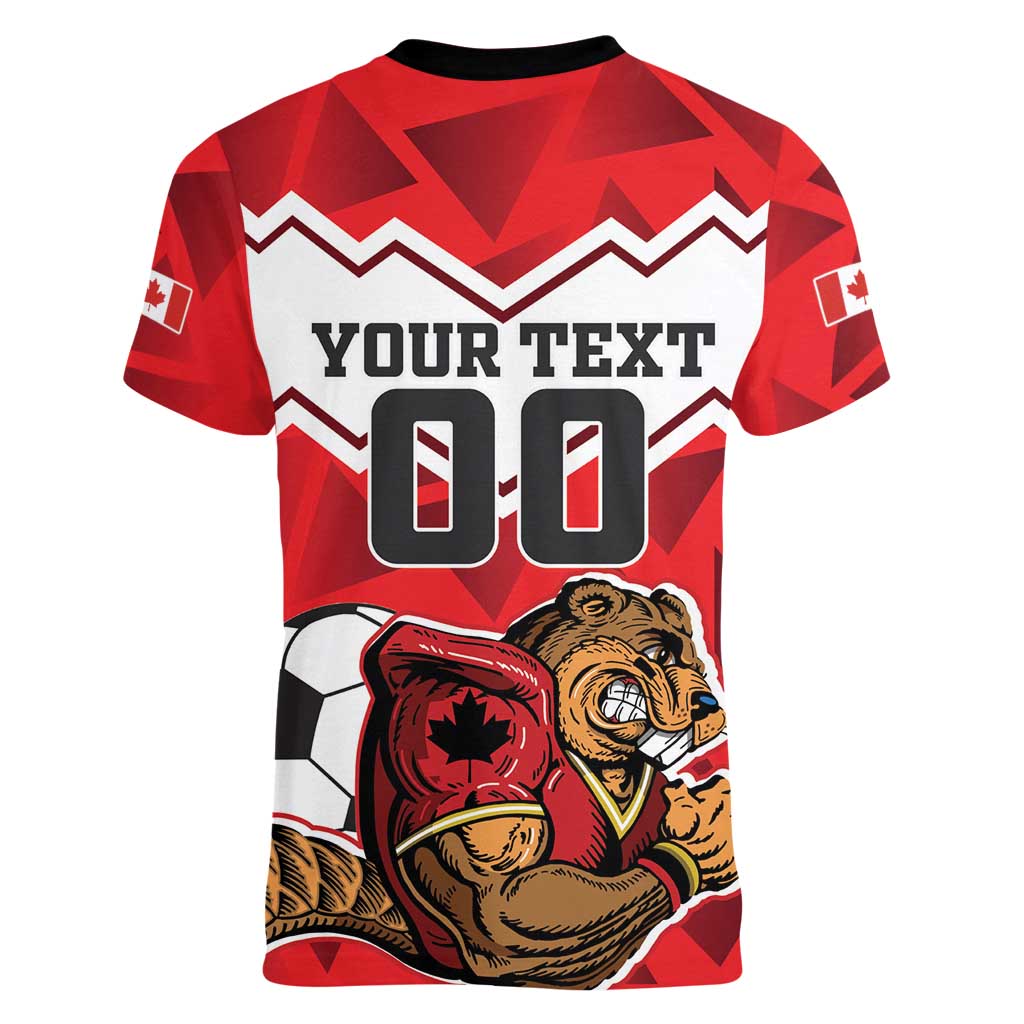 Custom Canada Football Women V-Neck T-Shirt Beavers Mascot - Wonder Print Shop