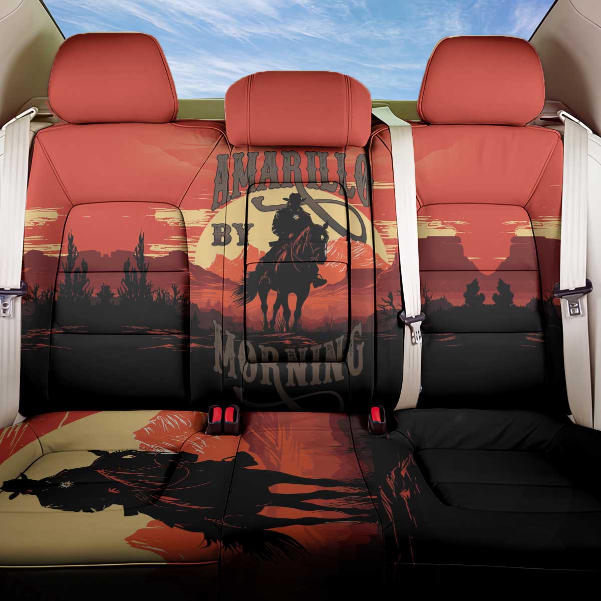 Rodeo Cowboy Back Car Seat Cover Amarillo By Morning - Wonder Print Shop