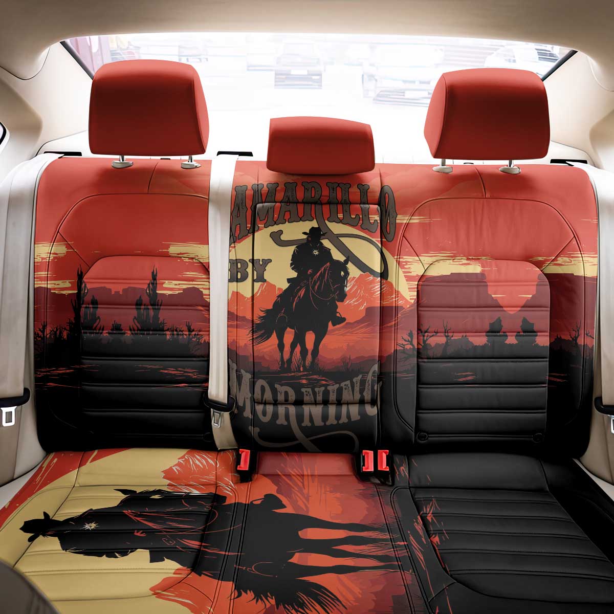 Rodeo Cowboy Back Car Seat Cover Amarillo By Morning - Wonder Print Shop