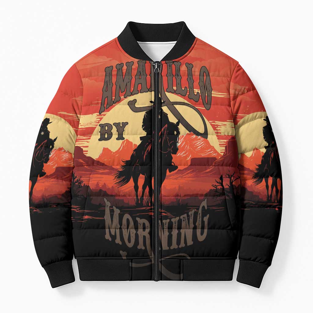 Rodeo Cowboy Bomber Puffer Jacket Amarillo By Morning - Wonder Print Shop
