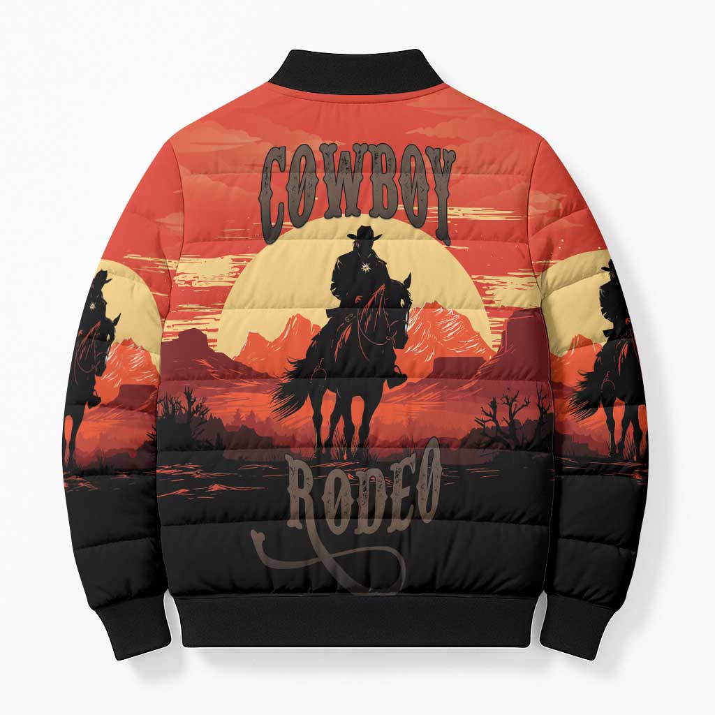 Rodeo Cowboy Bomber Puffer Jacket Amarillo By Morning - Wonder Print Shop