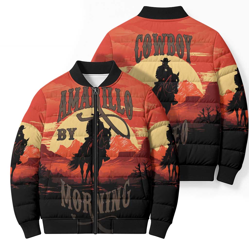 Rodeo Cowboy Bomber Puffer Jacket Amarillo By Morning - Wonder Print Shop