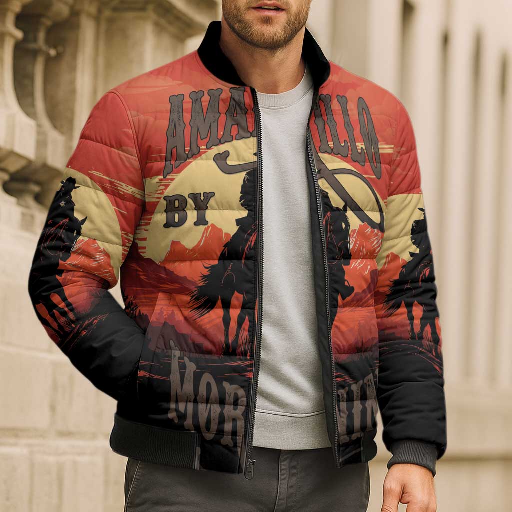 Rodeo Cowboy Bomber Puffer Jacket Amarillo By Morning - Wonder Print Shop