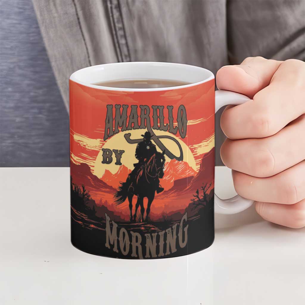 Rodeo Cowboy Ceramic Mug Amarillo By Morning - Wonder Print Shop