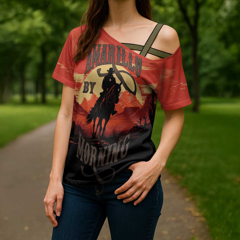 Rodeo Cowboy Cross Shoulder Shirt Amarillo By Morning - Wonder Print Shop