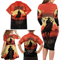 Rodeo Cowboy Family Matching Long Sleeve Bodycon Dress and Hawaiian Shirt Amarillo By Morning - Wonder Print Shop
