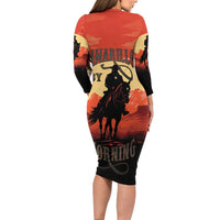 Rodeo Cowboy Family Matching Long Sleeve Bodycon Dress and Hawaiian Shirt Amarillo By Morning - Wonder Print Shop
