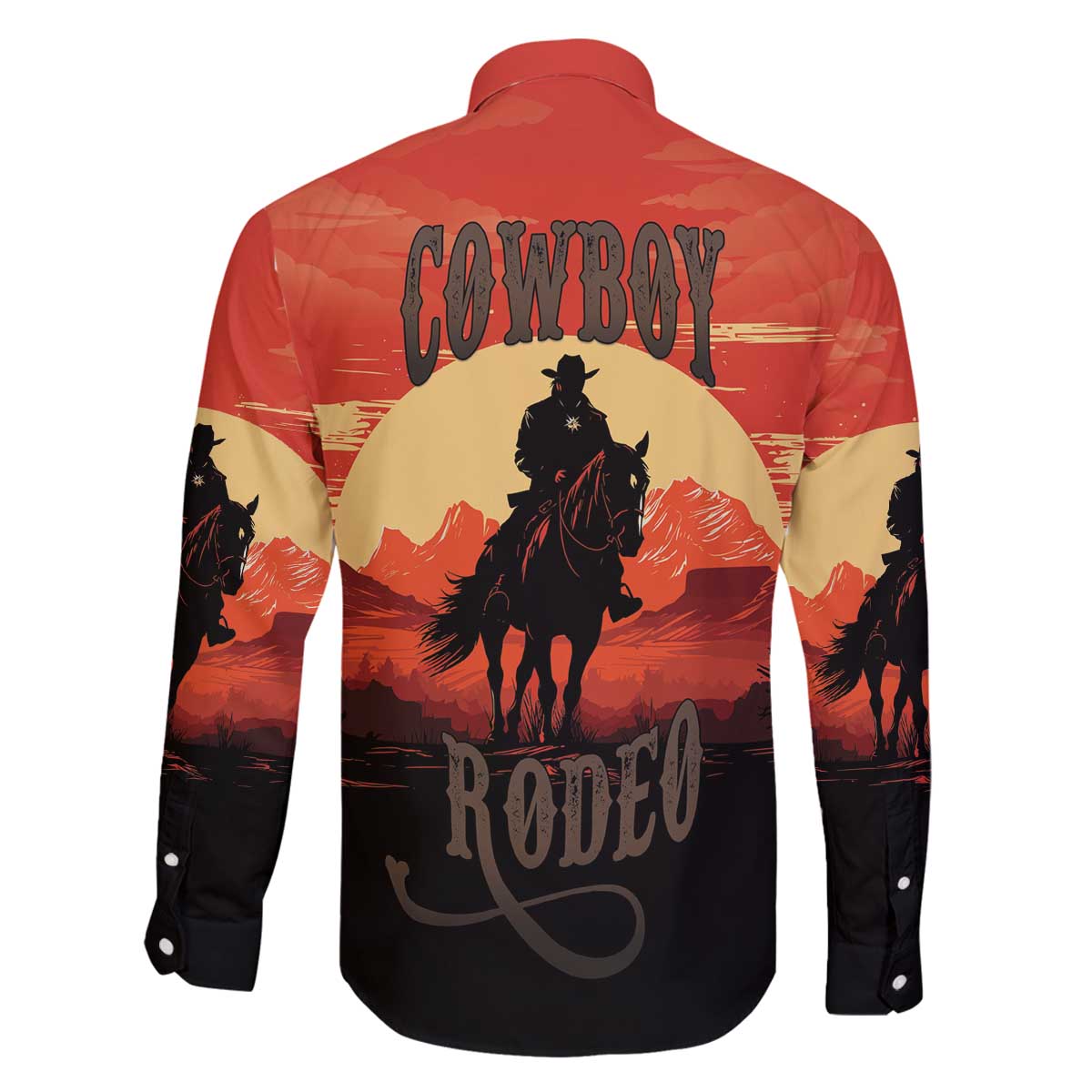 Rodeo Cowboy Family Matching Off The Shoulder Long Sleeve Dress and Hawaiian Shirt Amarillo By Morning - Wonder Print Shop