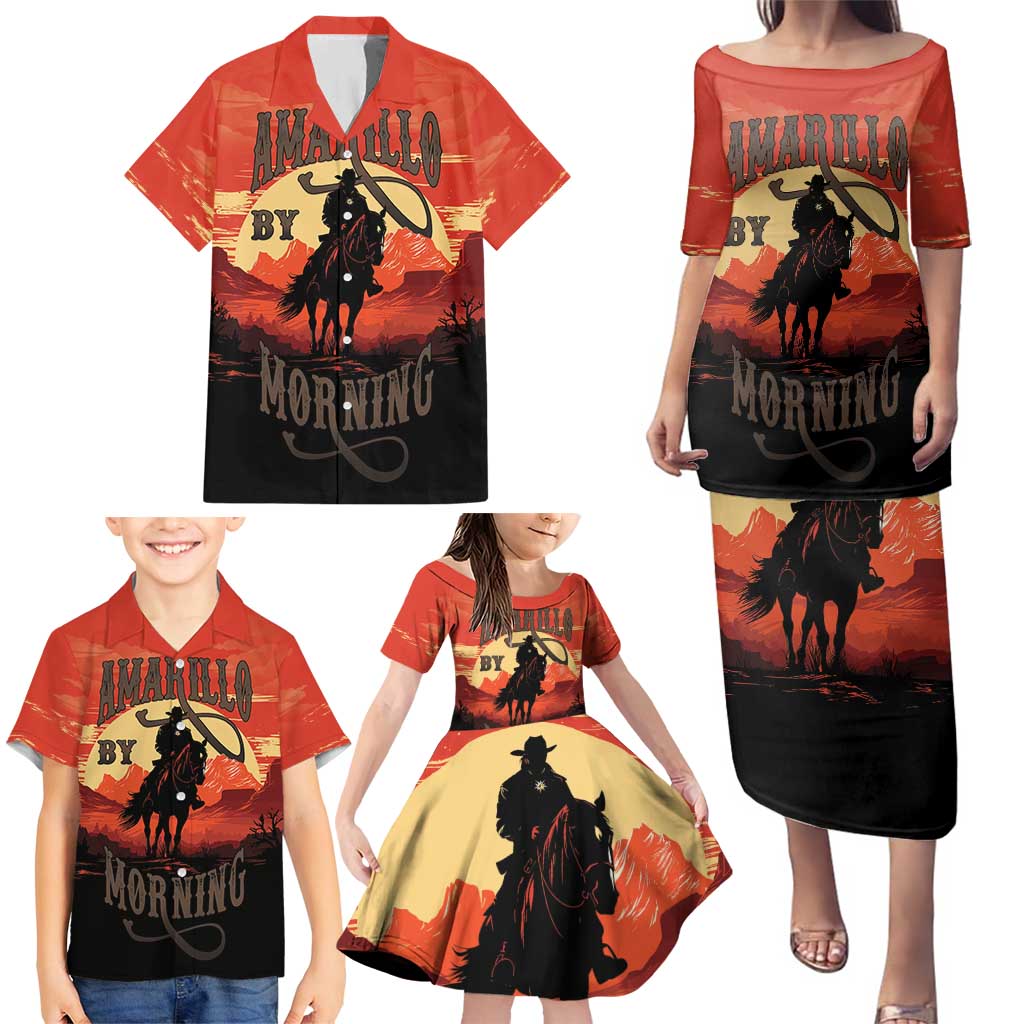 Rodeo Cowboy Family Matching Puletasi and Hawaiian Shirt Amarillo By Morning - Wonder Print Shop