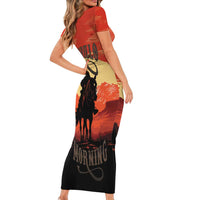 Rodeo Cowboy Family Matching Short Sleeve Bodycon Dress and Hawaiian Shirt Amarillo By Morning - Wonder Print Shop