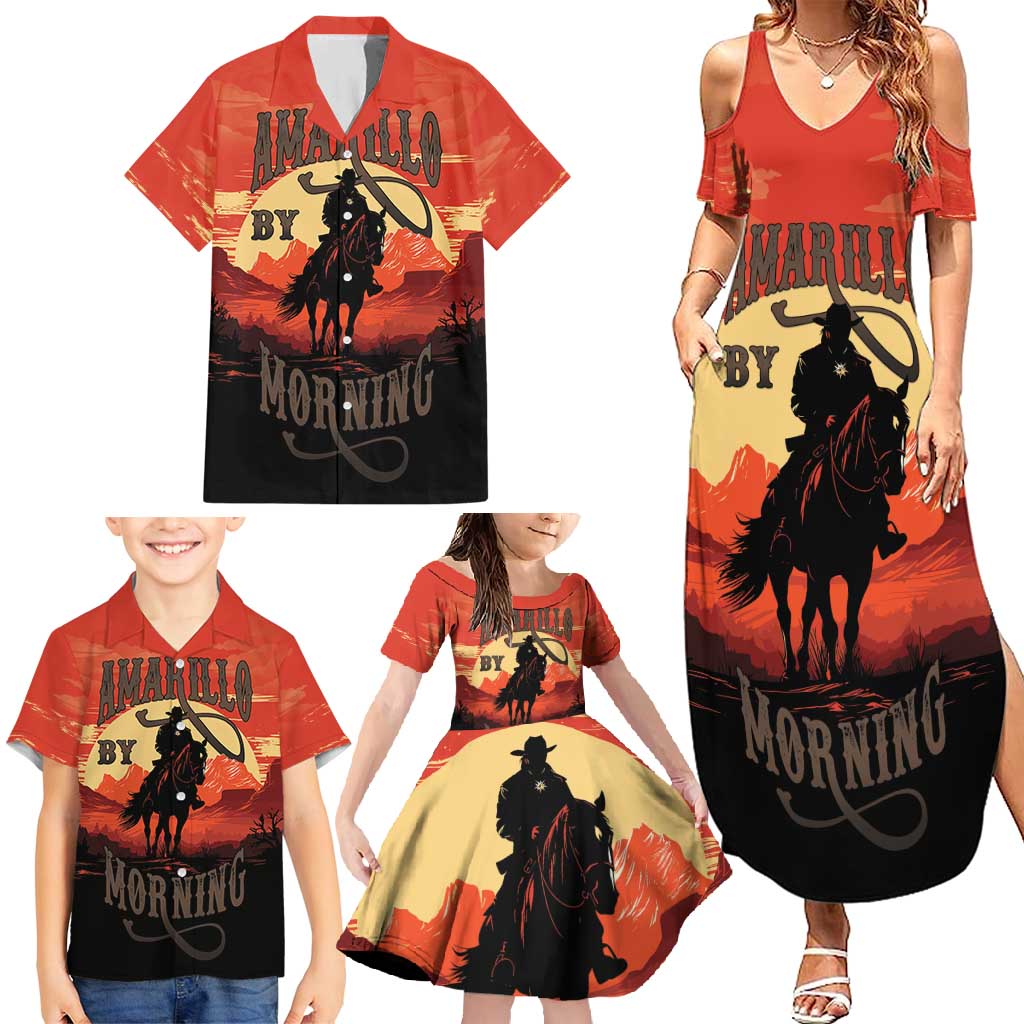 Rodeo Cowboy Family Matching Summer Maxi Dress and Hawaiian Shirt Amarillo By Morning - Wonder Print Shop