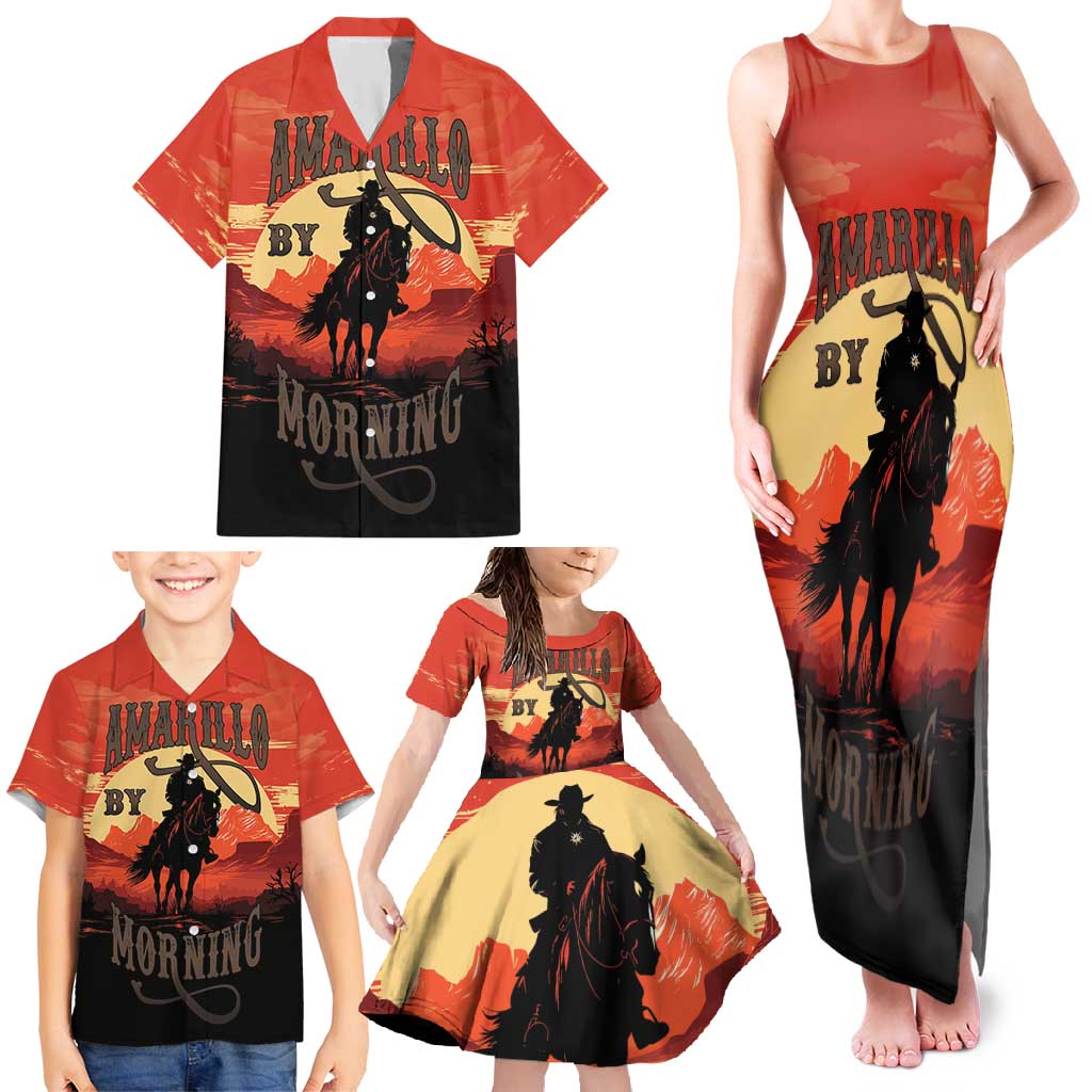 Rodeo Cowboy Family Matching Tank Maxi Dress and Hawaiian Shirt Amarillo By Morning - Wonder Print Shop