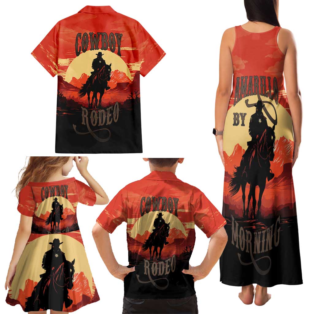Rodeo Cowboy Family Matching Tank Maxi Dress and Hawaiian Shirt Amarillo By Morning - Wonder Print Shop