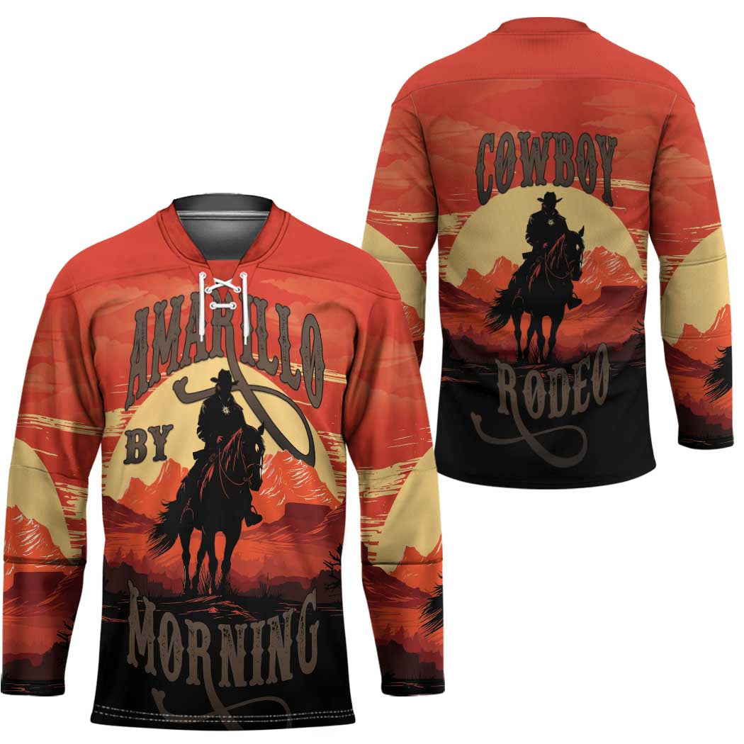 Rodeo Cowboy Hockey Jersey Amarillo By Morning - Wonder Print Shop