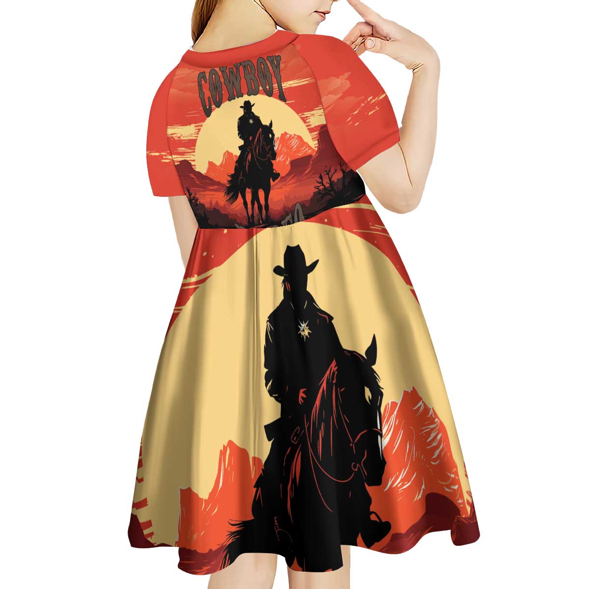 Rodeo Cowboy Kid Short Sleeve Dress Amarillo By Morning - Wonder Print Shop