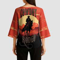 Rodeo Cowboy Kimono Sleeve Blouse Amarillo By Morning - Wonder Print Shop
