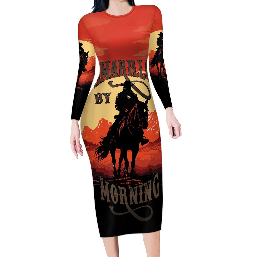 Rodeo Cowboy Long Sleeve Bodycon Dress Amarillo By Morning - Wonder Print Shop