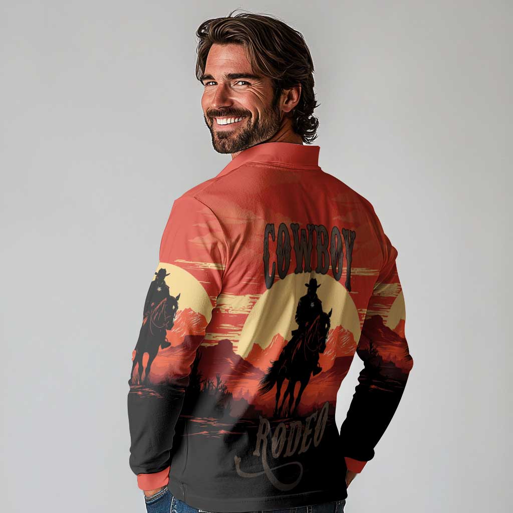 Rodeo Cowboy Long Sleeve Polo Shirt Amarillo By Morning - Wonder Print Shop