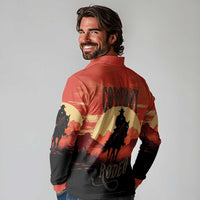 Rodeo Cowboy Long Sleeve Polo Shirt Amarillo By Morning - Wonder Print Shop