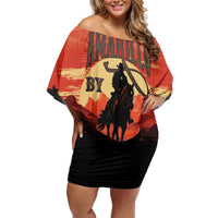 Rodeo Cowboy Off Shoulder Short Dress Amarillo By Morning - Wonder Print Shop