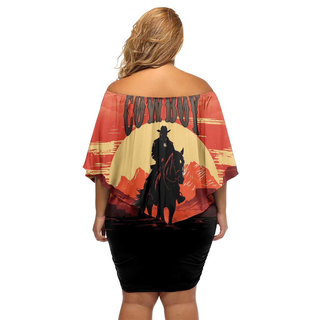 Rodeo Cowboy Off Shoulder Short Dress Amarillo By Morning - Wonder Print Shop