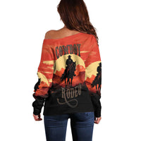 Rodeo Cowboy Off Shoulder Sweater Amarillo By Morning - Wonder Print Shop