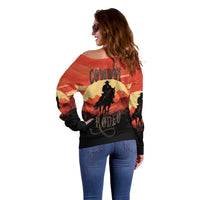 Rodeo Cowboy Off Shoulder Sweater Amarillo By Morning - Wonder Print Shop