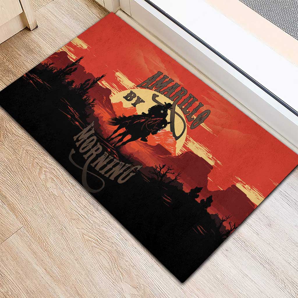 Rodeo Cowboy Rubber Doormat Amarillo By Morning - Wonder Print Shop
