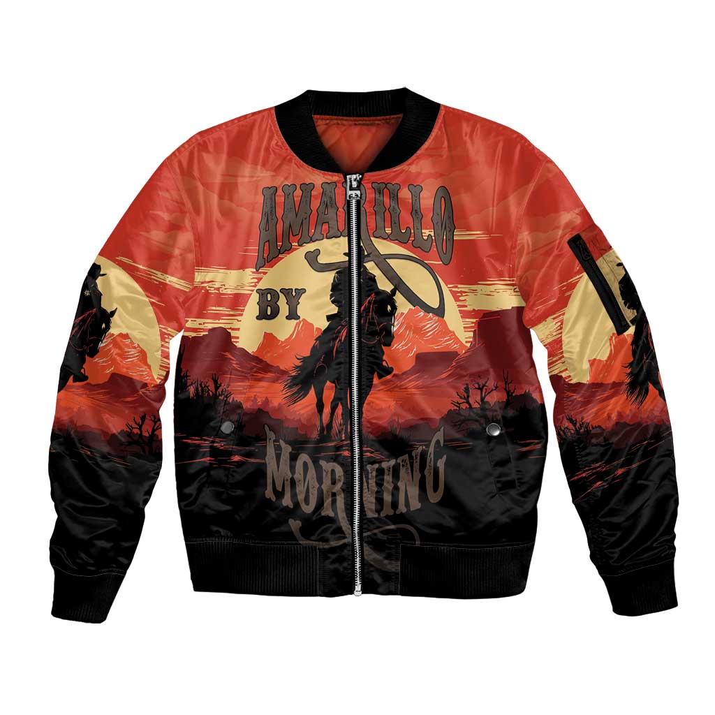 Rodeo Cowboy Sleeve Zip Bomber Jacket Amarillo By Morning - Wonder Print Shop