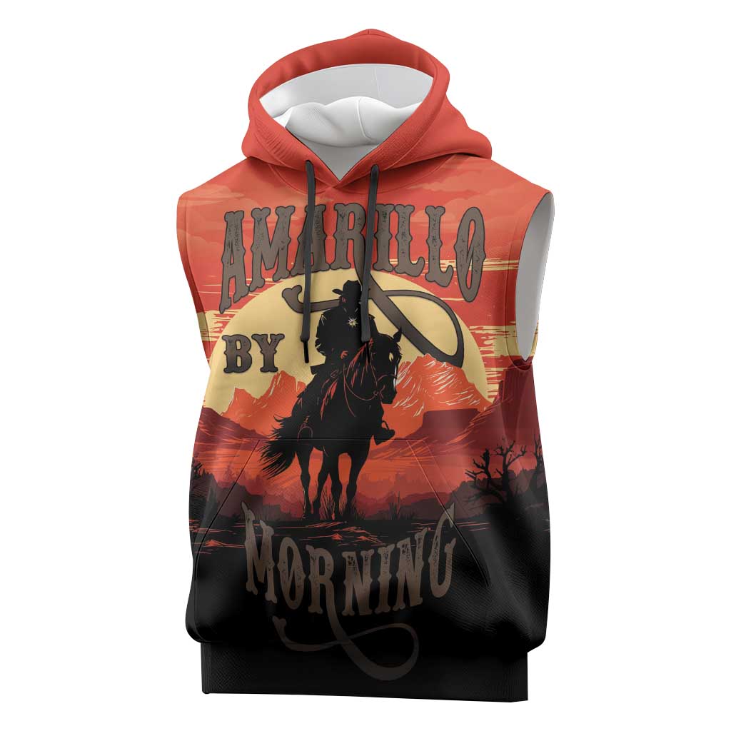 Rodeo Cowboy Sleeveless Hoodie Amarillo By Morning - Wonder Print Shop