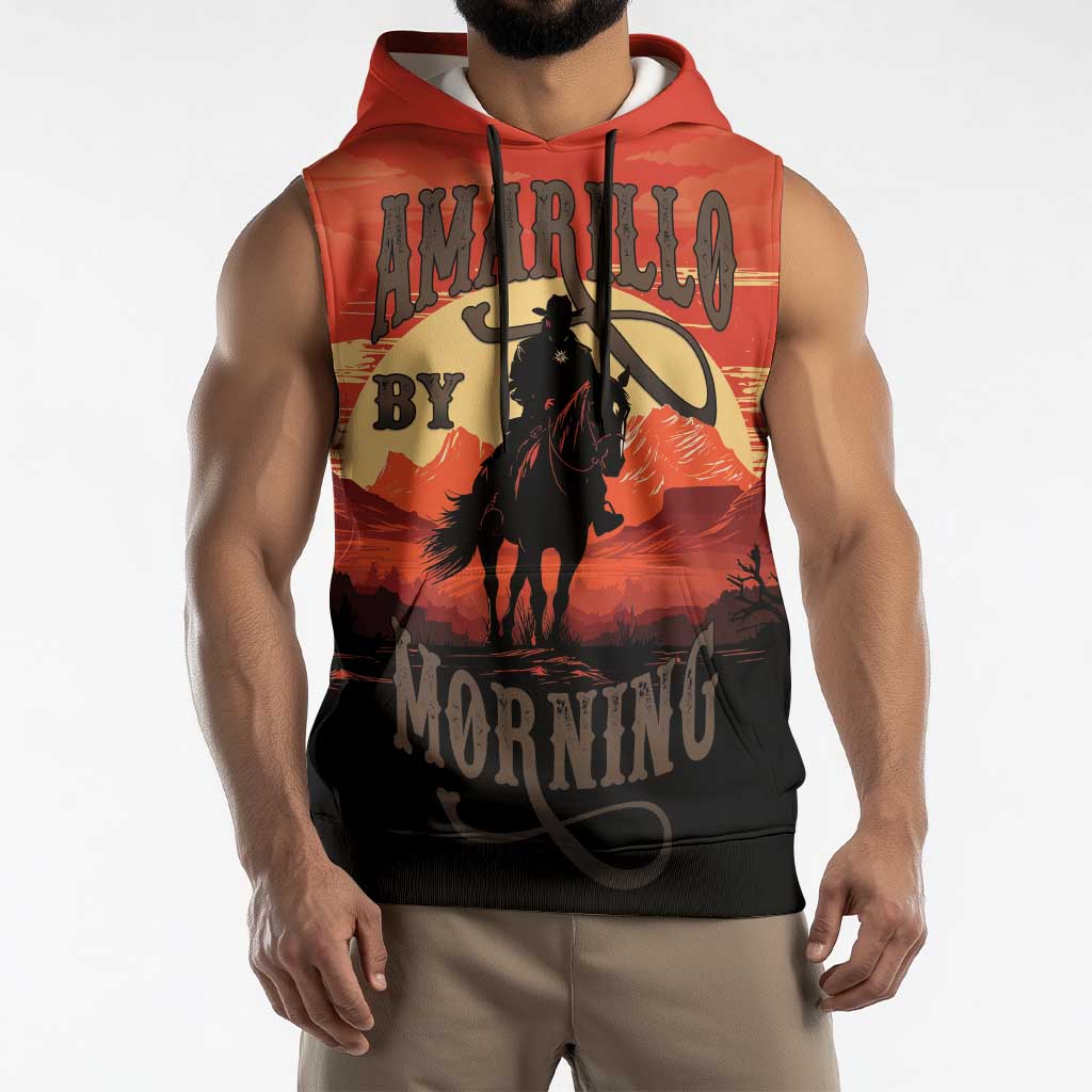 Rodeo Cowboy Sleeveless Hoodie Amarillo By Morning - Wonder Print Shop