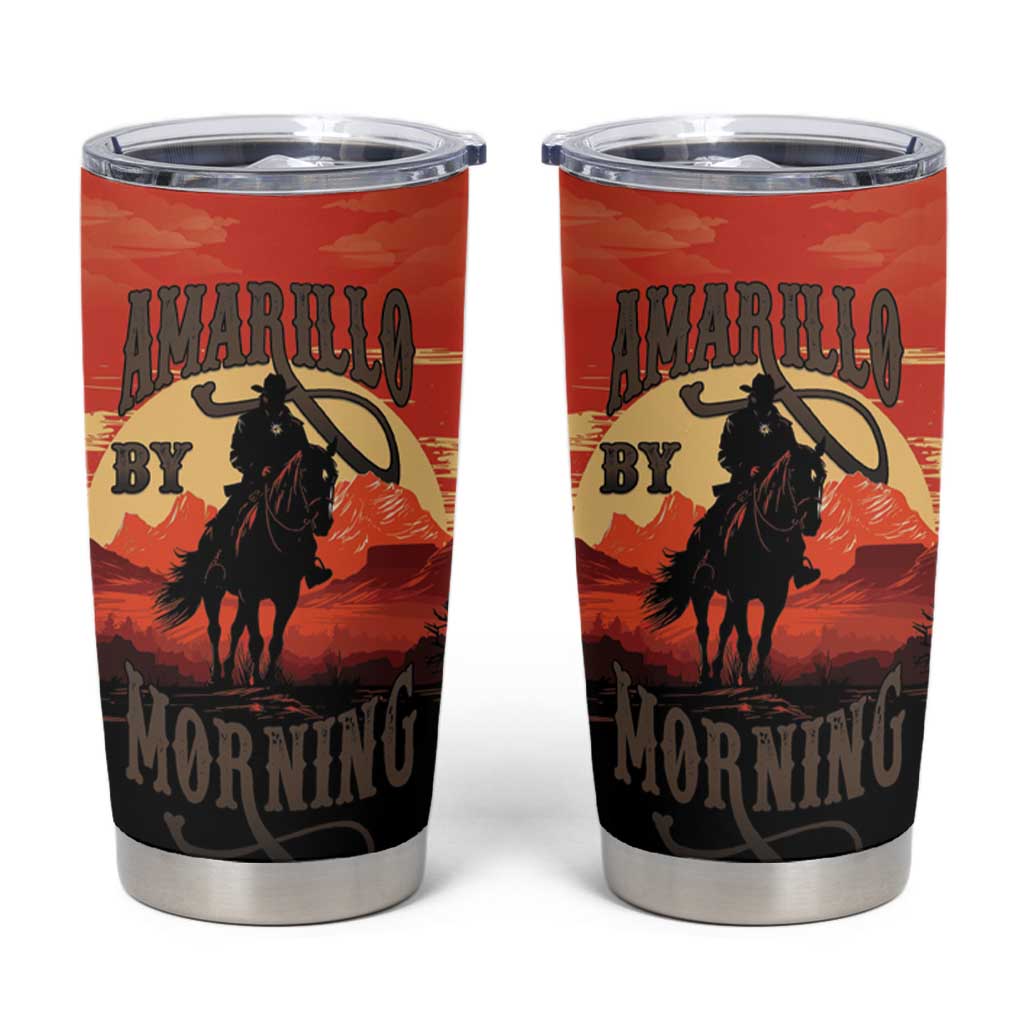 Rodeo Cowboy Tumbler Cup Amarillo By Morning - Wonder Print Shop