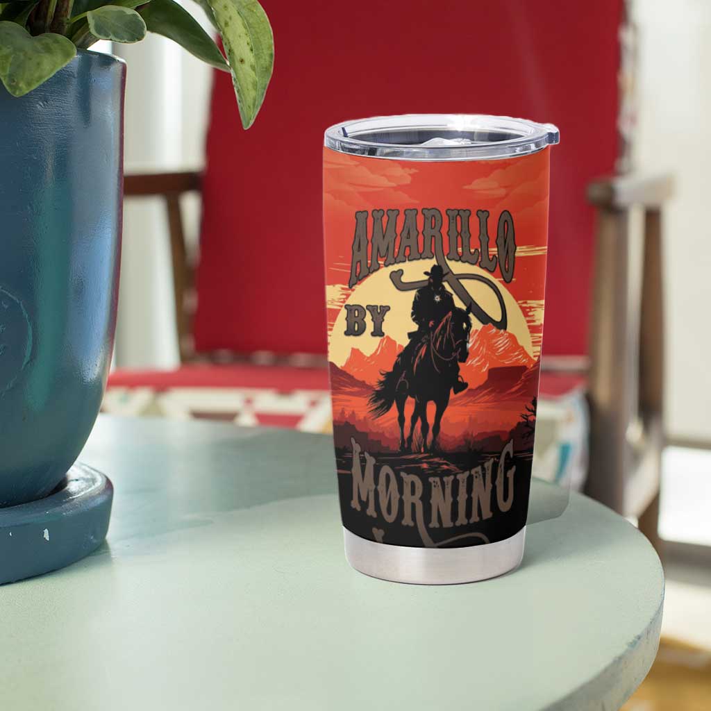 Rodeo Cowboy Tumbler Cup Amarillo By Morning - Wonder Print Shop