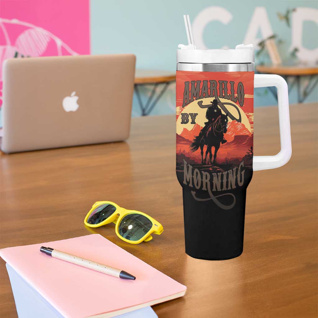 Rodeo Cowboy Tumbler With Handle Amarillo By Morning - Wonder Print Shop