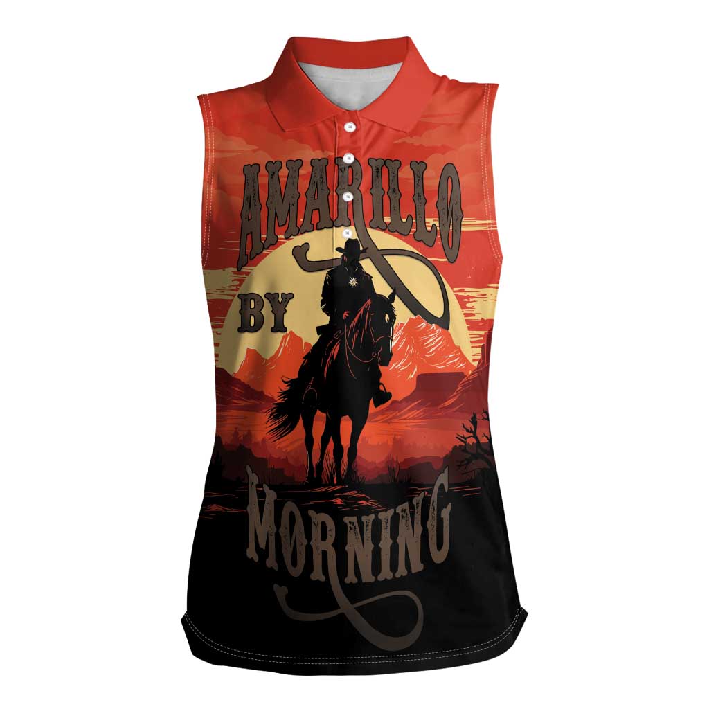 Rodeo Cowboy Women Sleeveless Polo Shirt Amarillo By Morning - Wonder Print Shop