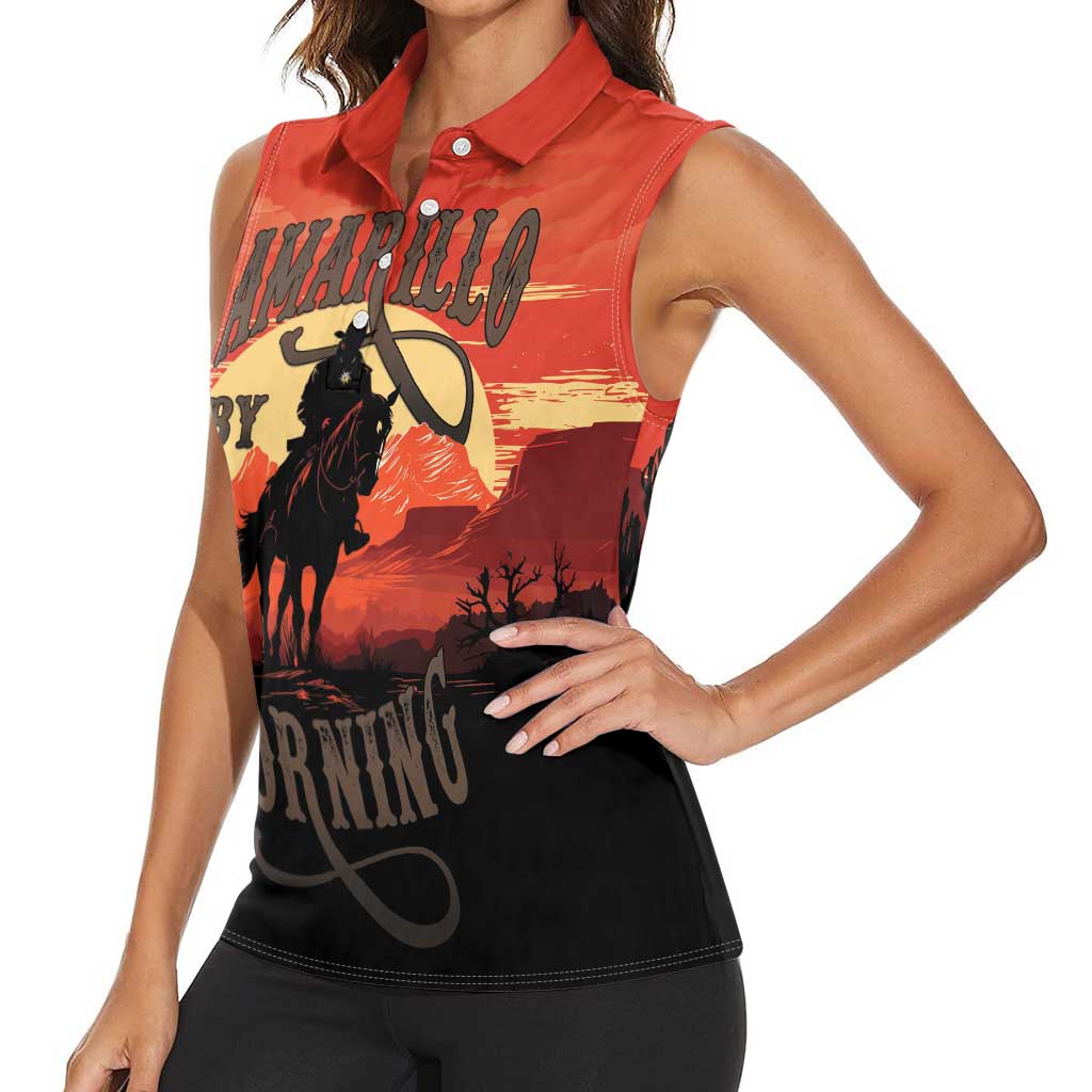 Rodeo Cowboy Women Sleeveless Polo Shirt Amarillo By Morning - Wonder Print Shop