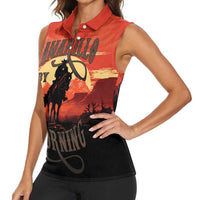 Rodeo Cowboy Women Sleeveless Polo Shirt Amarillo By Morning - Wonder Print Shop