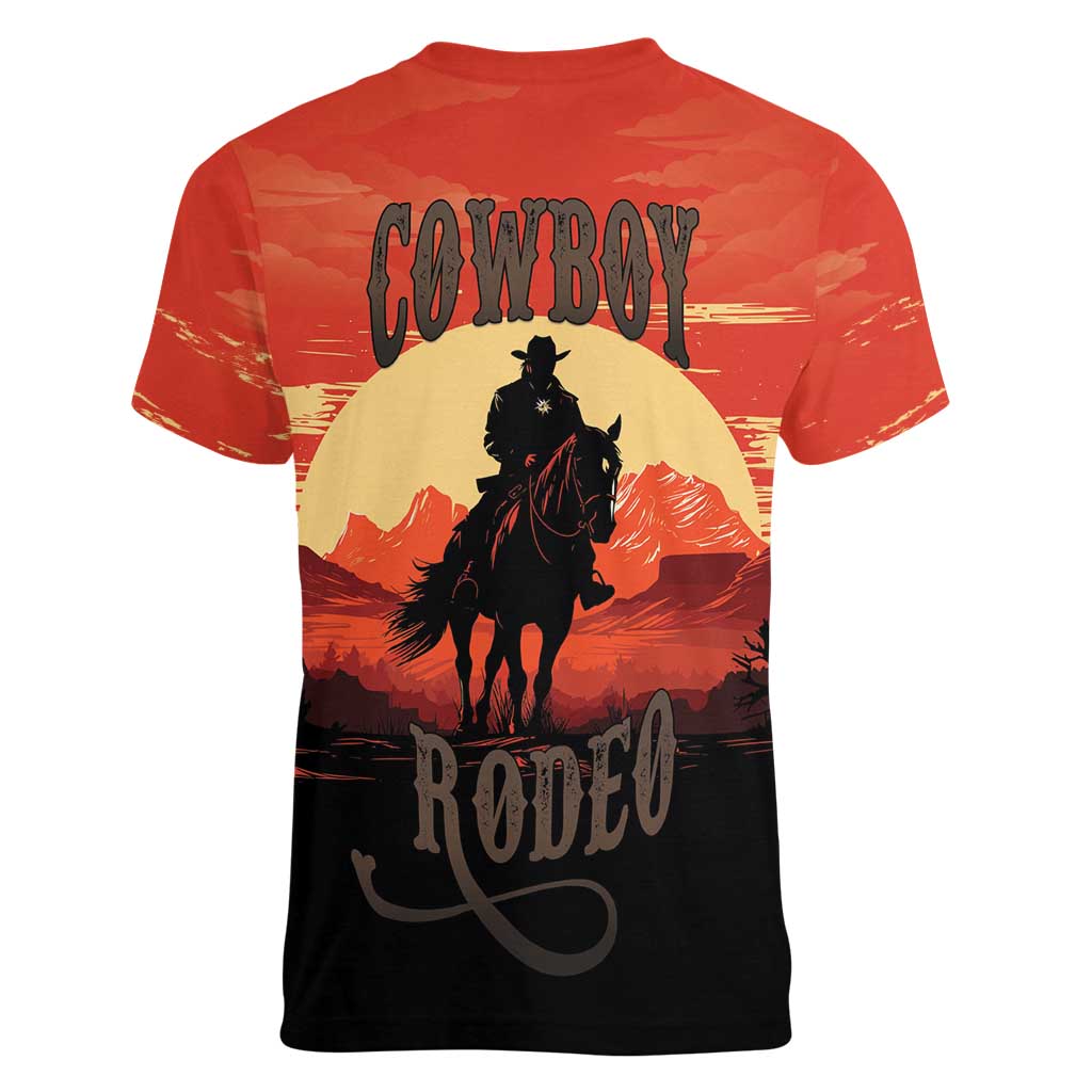 Rodeo Cowboy Women V-Neck T-Shirt Amarillo By Morning - Wonder Print Shop
