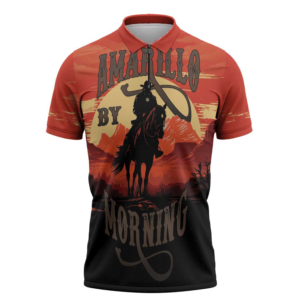 Rodeo Cowboy Zipper Polo Shirt Amarillo By Morning - Wonder Print Shop