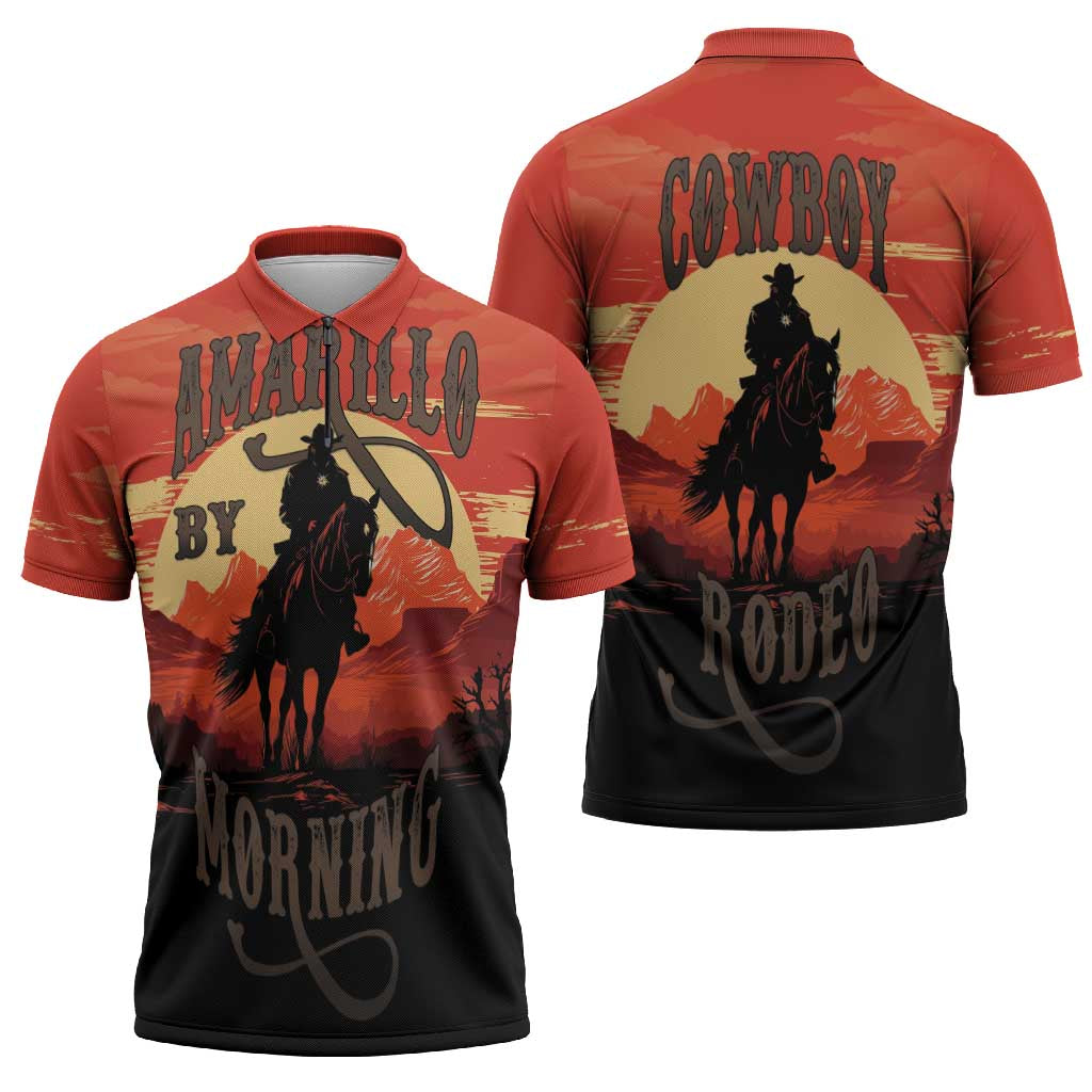 Rodeo Cowboy Zipper Polo Shirt Amarillo By Morning - Wonder Print Shop
