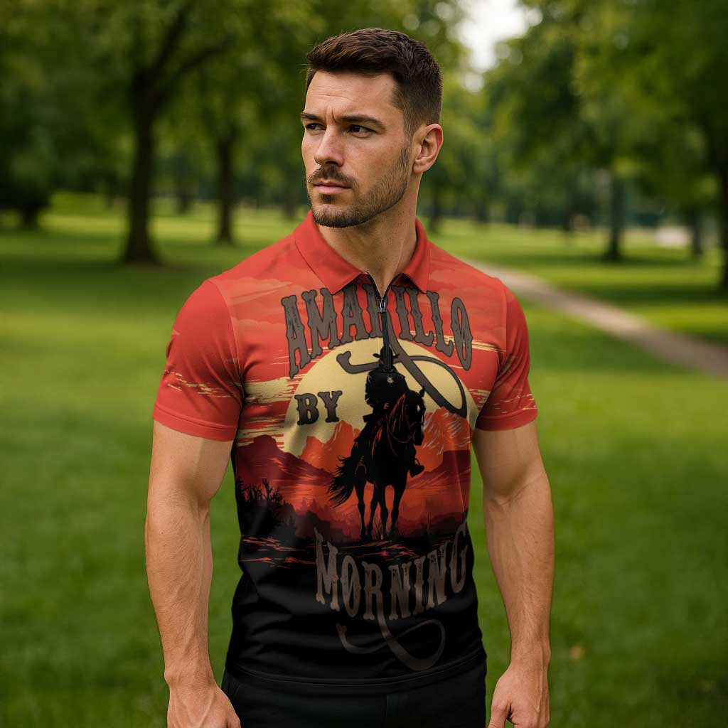 Rodeo Cowboy Zipper Polo Shirt Amarillo By Morning - Wonder Print Shop