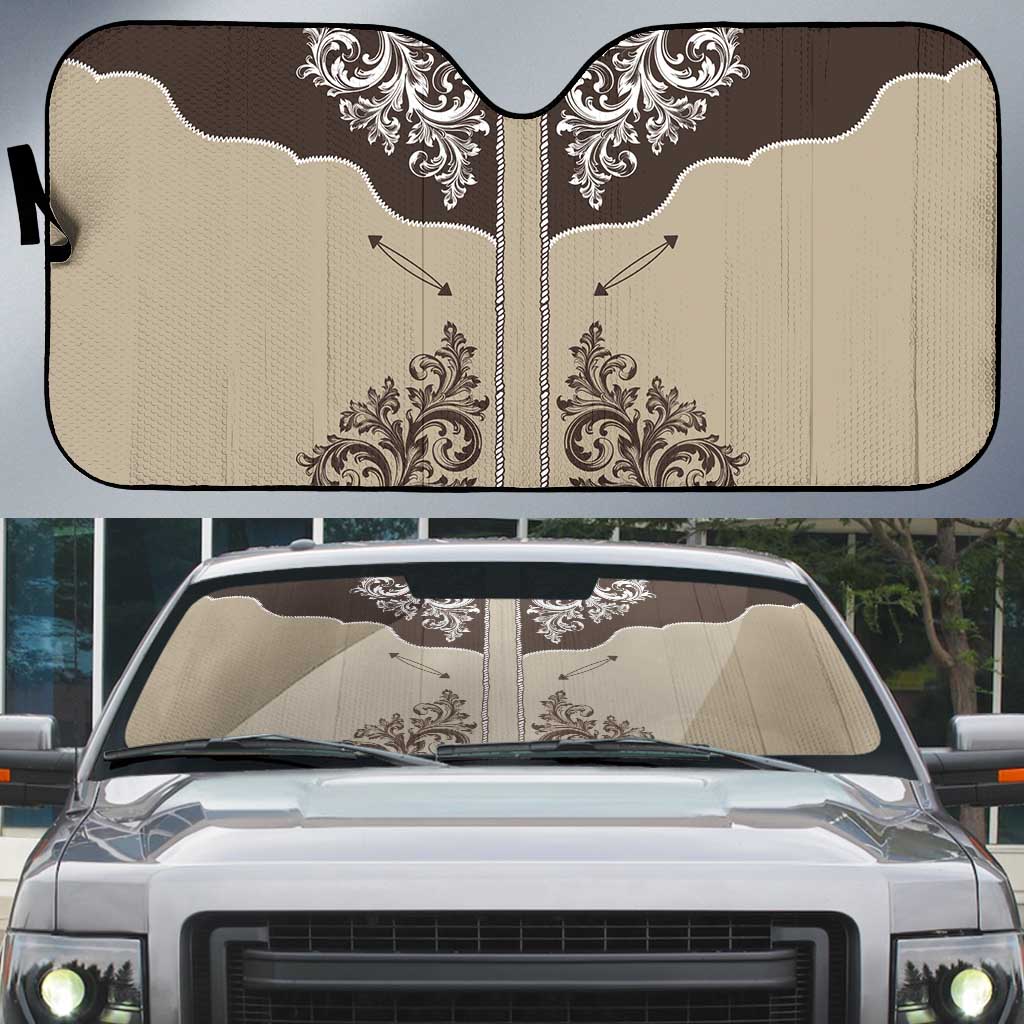 Vintage Western Cowboy Auto Sun Shade Brown Version - Wonder Print Shop